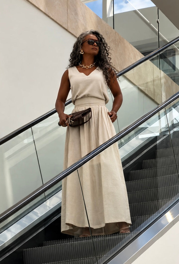 Saia Evasê - Off White - Patricia