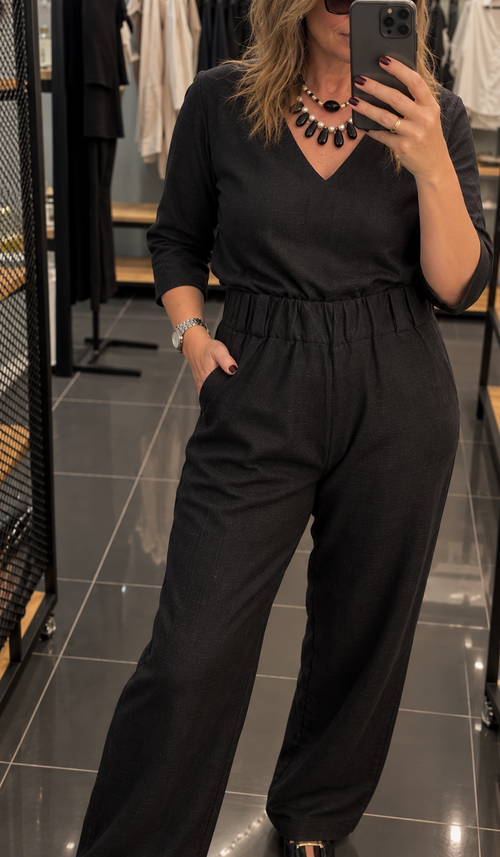 Calça Elástico Cintura Média - Preto - Bruna